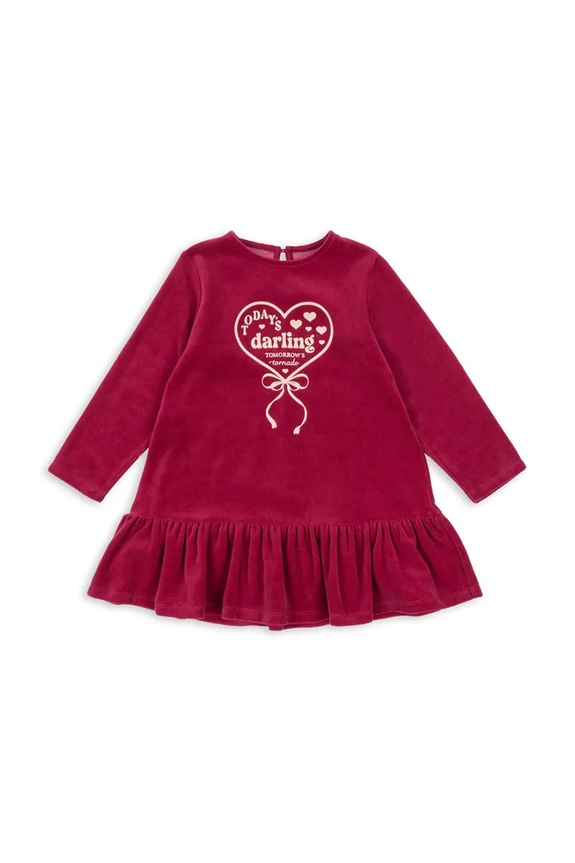 Konges Sløjd rochie fete VELOU DRESS GOTS mini burgundia KS104029.9BYA