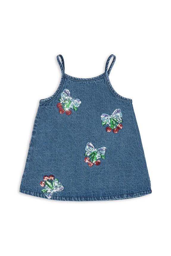 Dječja pamučna haljina Konges Sløjd MAGOT SEQUIN STRAP DRESS GOTS KS103891.9BYA mornarsko plava AW25