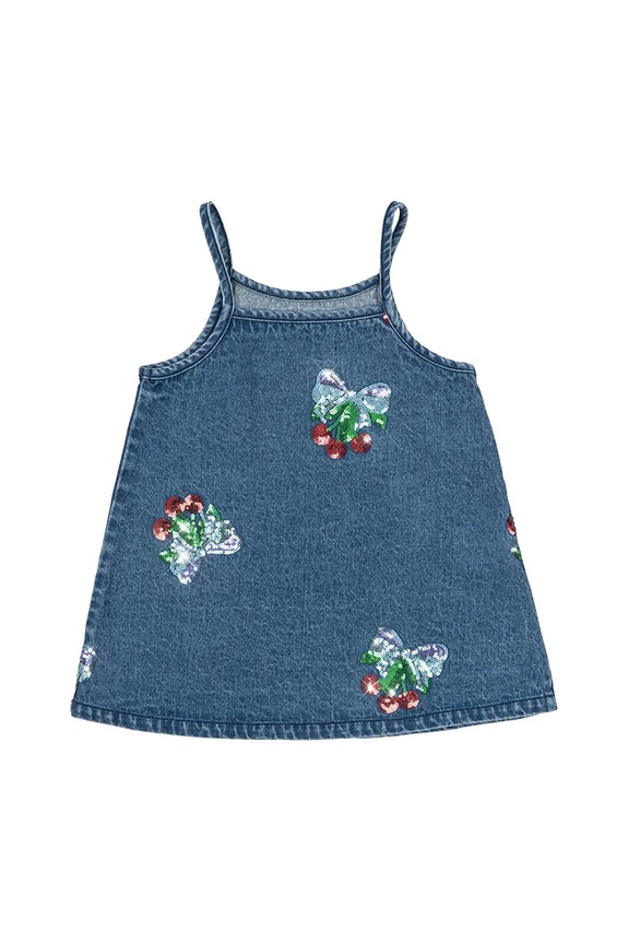 Djevojčice Dječja pamučna haljina Konges Sløjd MAGOT SEQUIN STRAP DRESS GOTS KS103891.9BYA mornarsko plava