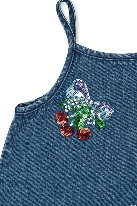 Dječja pamučna haljina Konges Sløjd MAGOT SEQUIN STRAP DRESS GOTS mornarsko plava KS103891.9BYA