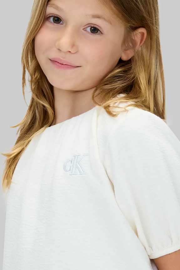 Παιδικό βαμβακερό φόρεμα Calvin Klein Jeans μπεζ IG0IG03013.9BYA