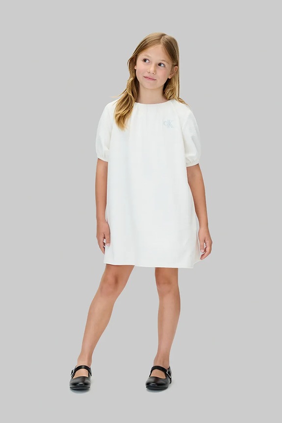 Παιδικό βαμβακερό φόρεμα Calvin Klein Jeans IG0IG03013.9BYA μπεζ