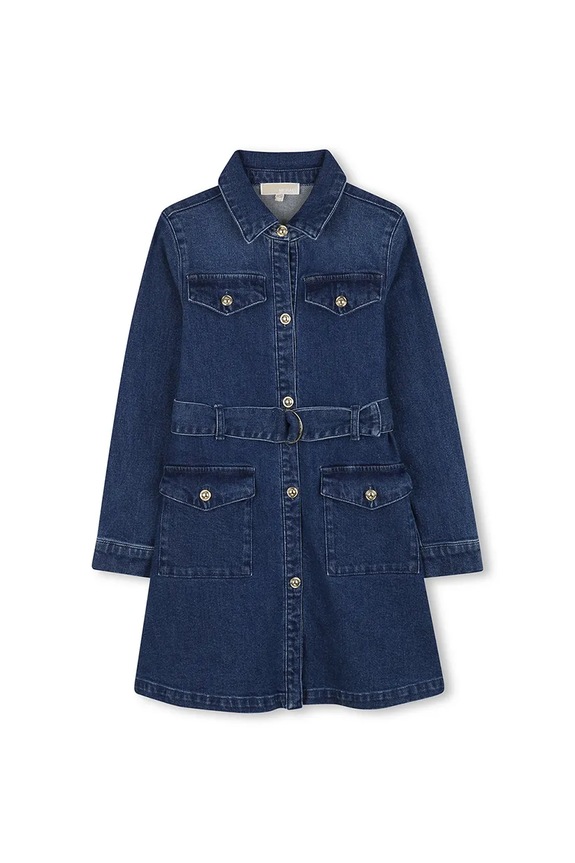 Detské bavlnené šaty Michael Kors R30480.126.150 modrá AW25