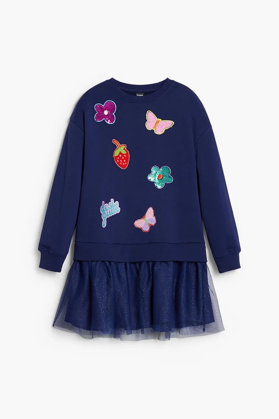 Dívčí šaty Desigual 25WGVK16 námořnická modř AW25