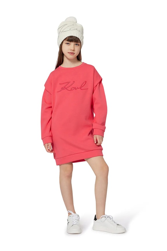 Dievčenské šaty Karl Lagerfeld s elastanom ružová Z30614.114.150