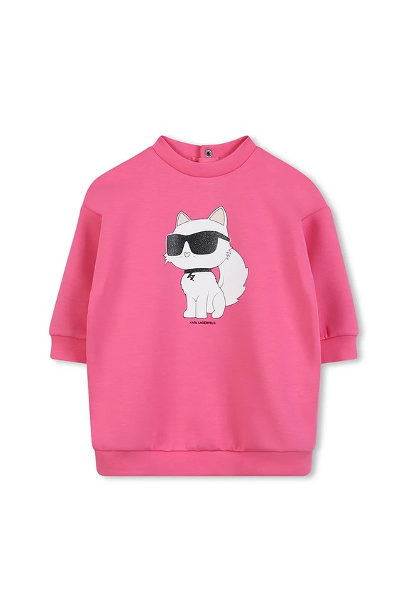 Παιδικό φόρεμα με βαμβάκι Karl Lagerfeld στάμπα ροζ Z30657.67.81