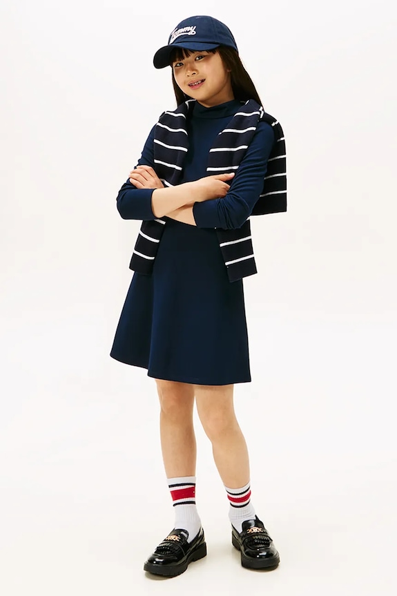 Παιδικό φόρεμα Tommy Hilfiger μακρύ σκούρο μπλε KG0KG08790.128.176.9BYA