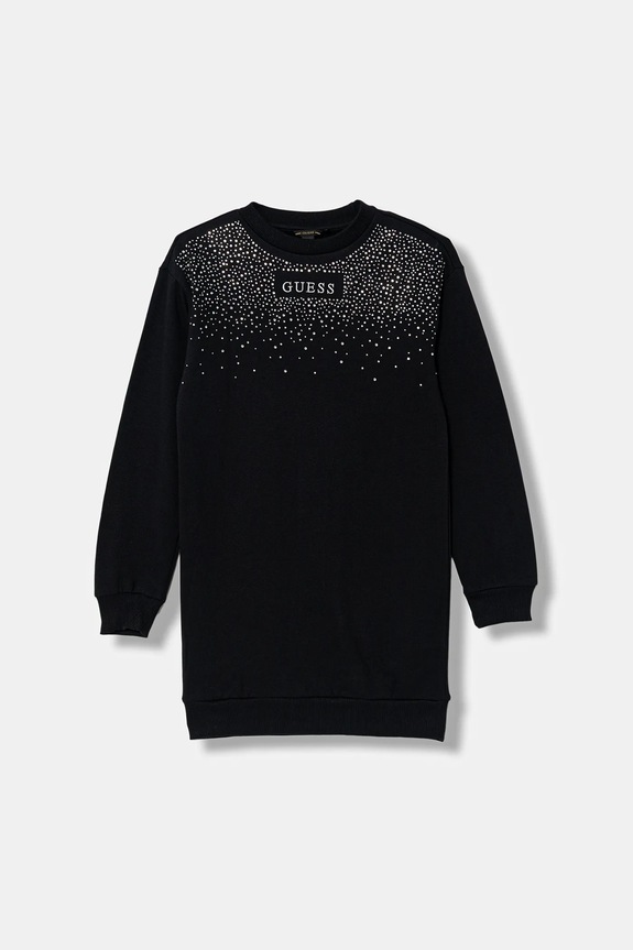 Dětské bavlněné šaty Guess midi černá J5BK07.KAV34.9BYA