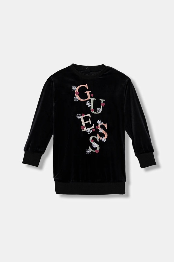 Dievčenské šaty Guess nášivka čierna K5BK14.K0232.9BYA