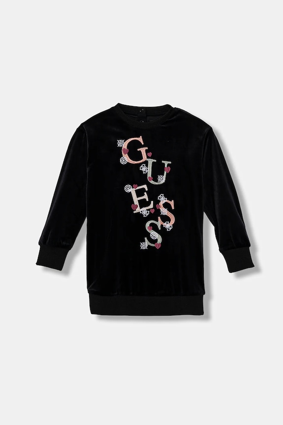 Dievčenské šaty Guess nášivka čierna K5BK14.K0232.9BYA
