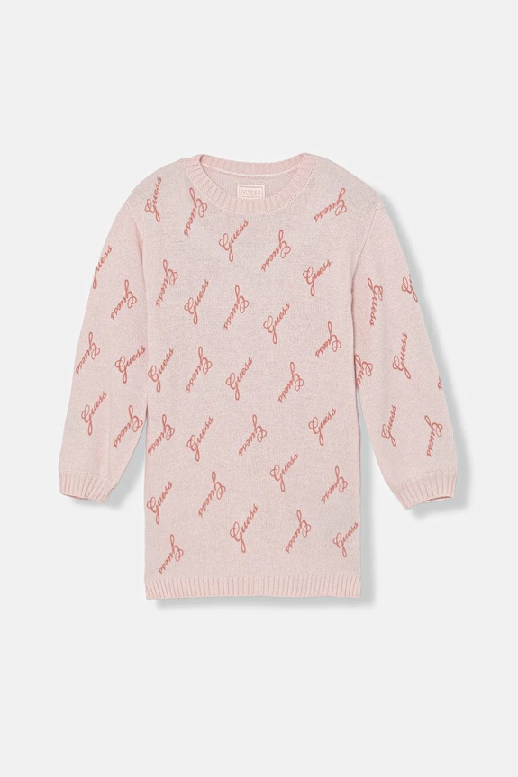 Guess sukienka dziecięca z dodatkiem wełny wzorzyste różowy K5BK15.Z0870.9BYA