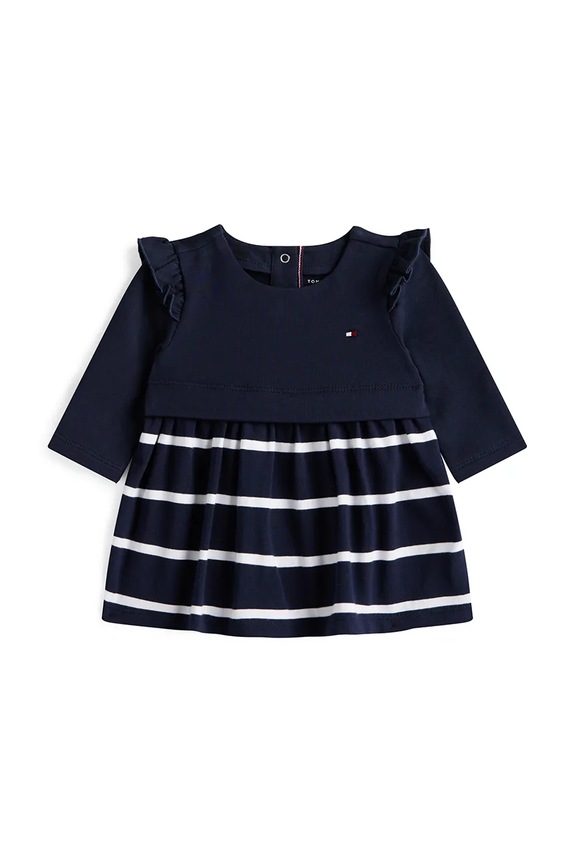 Bavlnené šaty pre bábätká Tommy Hilfiger pásiky tmavomodrá KN0KN02066.9BYA