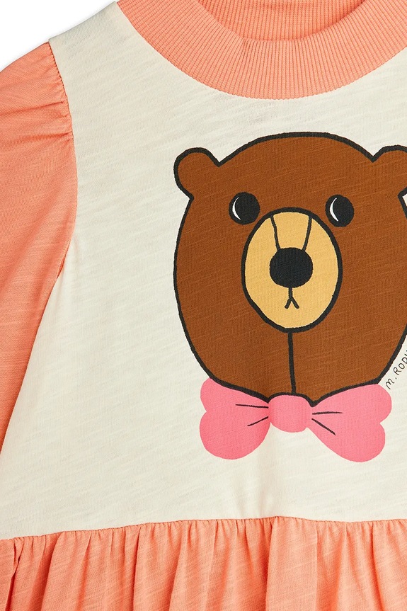 Dievčenské bavlnené šaty Mini Rodini Bear oranžová 25750121