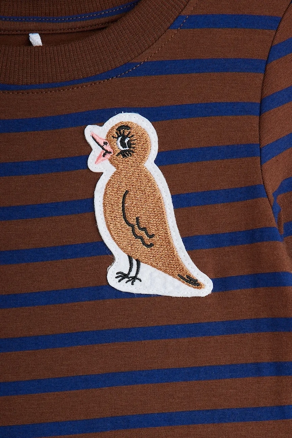 Mini Rodini gyerek gyapjúkeverék ruha Stripe bird barna 25750122