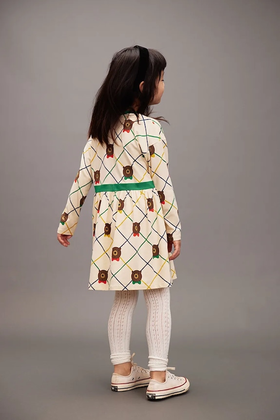 Mini Rodini gyerek gyapjúkeverék ruha Bear hosszú bézs 25750127