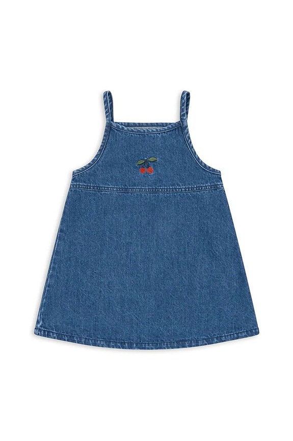 Dječja pamučna haljina Konges Sløjd MAGOT STRAP DRESS GOTS KS104475.9BYA mornarsko plava AW25