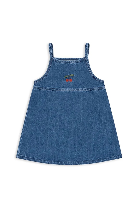 Otroška bombažna obleka Konges Sløjd MAGOT STRAP DRESS GOTS KS104475.9BYA mornarsko modra AW25