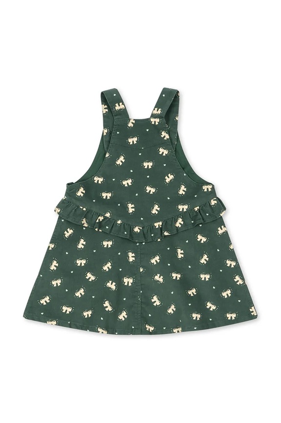Девочка Хлопковое детское платье Konges Sløjd AVERY FRILL OVERALL DRESS GOTS KS104200.9BYA зелёный