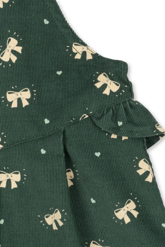 Хлопковое детское платье Konges Sløjd AVERY FRILL OVERALL DRESS GOTS KS104200.9BYA зелёный