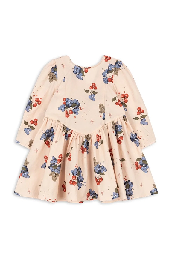 Dievčenské bavlnené šaty Konges Sløjd AVI LS BOW DRESS GOTS KS104203.9BYA béžová AW25
