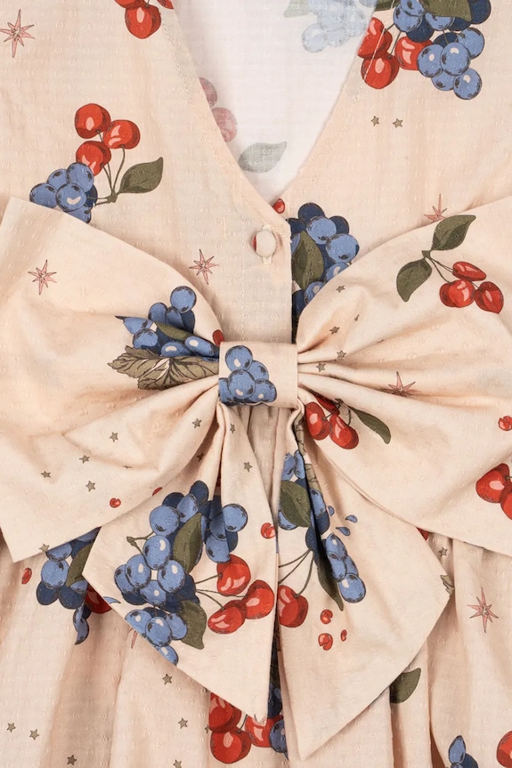 Dievča Dievčenské bavlnené šaty Konges Sløjd AVI LS BOW DRESS GOTS KS104203.9BYA béžová