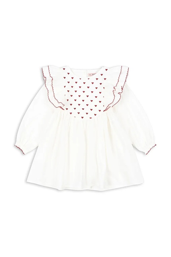 Хлопковое детское платье Konges Sløjd COEUR DRESS GOTS KS104268.9BYA белый AW25