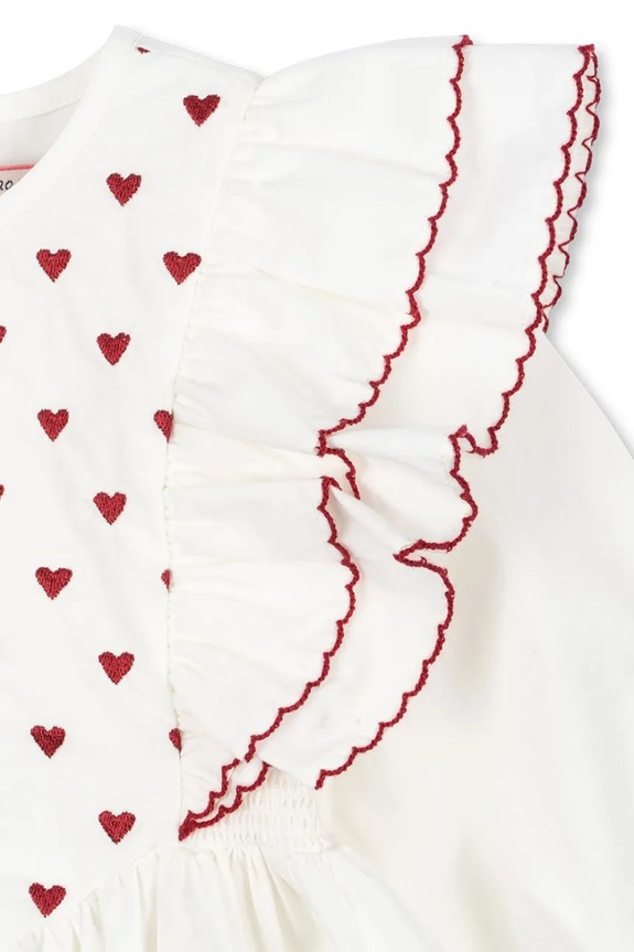 Хлопковое детское платье Konges Sløjd COEUR DRESS GOTS KS104268.9BYA белый