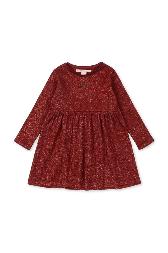 Dievčenské šaty Konges Sløjd ROLI DRESS jemný vzor červená KS104415.9BYA