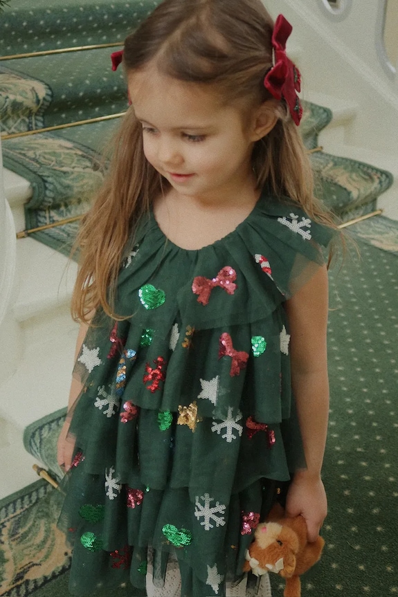 Детское платье Konges Sløjd YVONNE CHRISTMAS DRESS короткий зелёный KS104469.9BYA