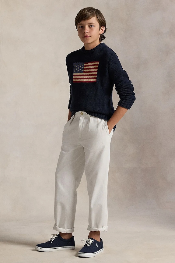 Polo Ralph Lauren pulover de bumbac pentru copii bleumarin 323668285001