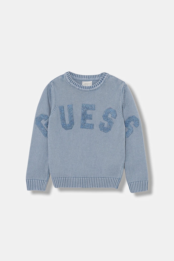 Guess pulover de bumbac pentru copii imprimeu albastru N5YR05.Z3OK1.9BYA