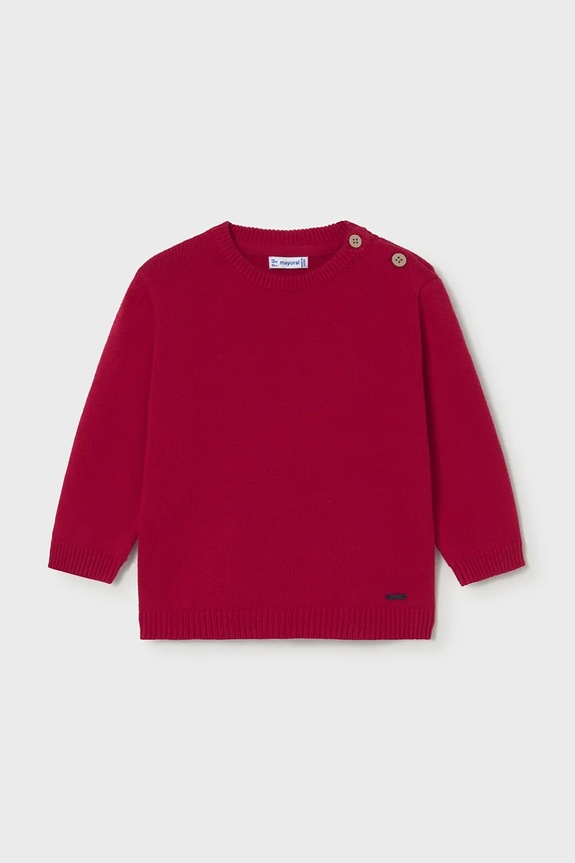 Παιδικό πουλόβερ με προσθήκη μαλλιού Mayoral με μείγμα μαλλιού κόκκινο 351.3E.Baby.9BYA