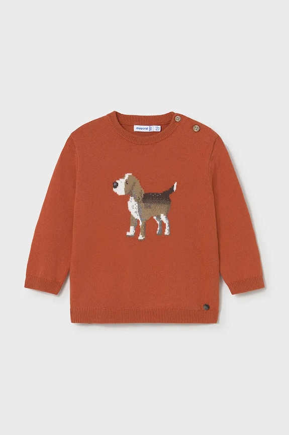 Mayoral sweter z domieszką wełny dziecięcy z domieszką wełny pomarańczowy 2343.3D.Baby.9BYA