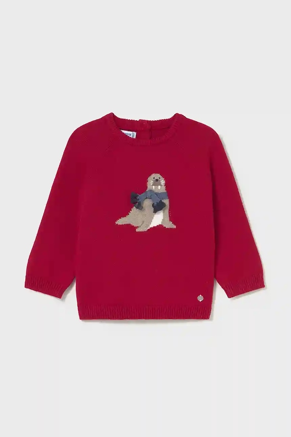 Mayoral sweter z domieszką wełny dziecięcy 2345.3E.Baby.9BYA czerwony AW25