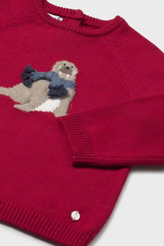 Mayoral sweter z domieszką wełny dziecięcy czerwony 2345.3E.Baby.9BYA