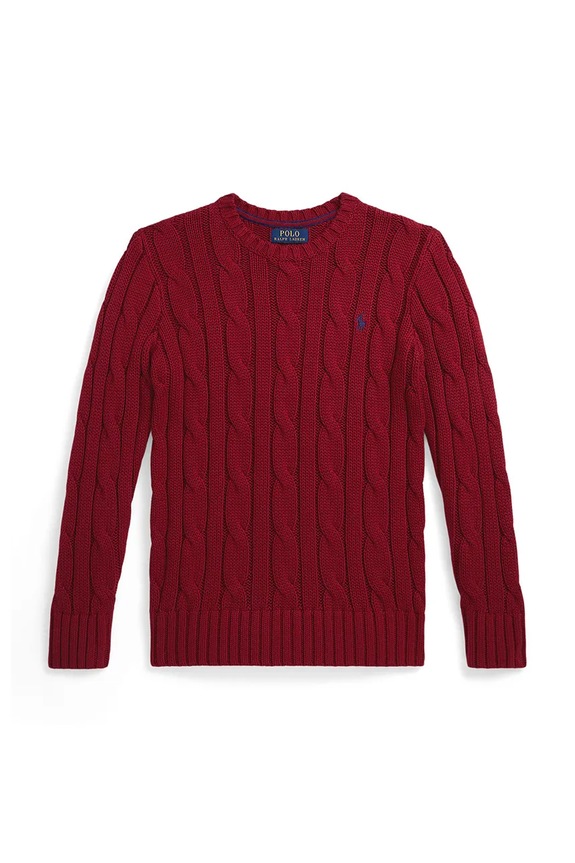 Detský sveter Polo Ralph Lauren bavlna burgundské 323981036001