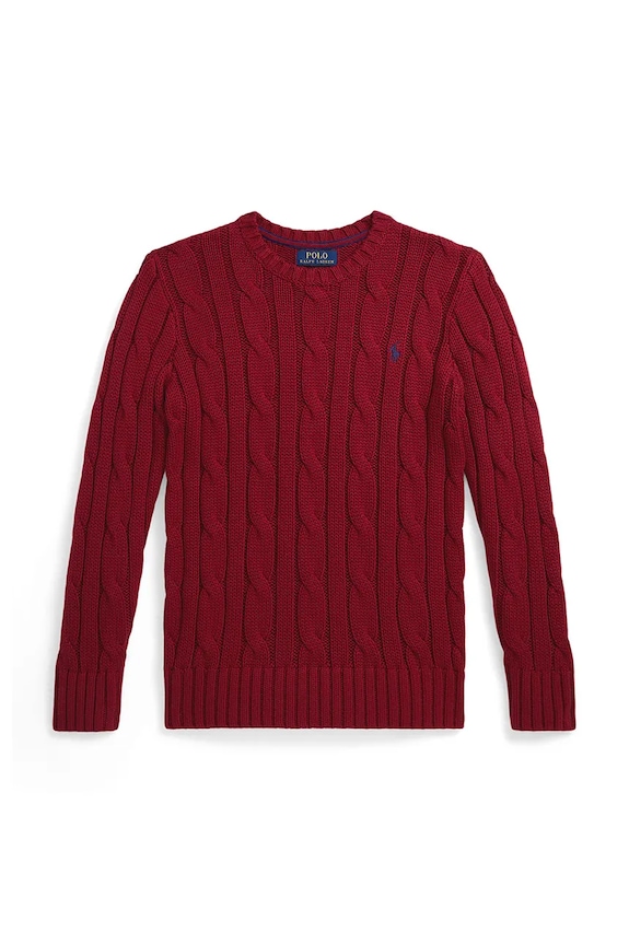 Detský sveter Polo Ralph Lauren bavlna burgundské 323981036001