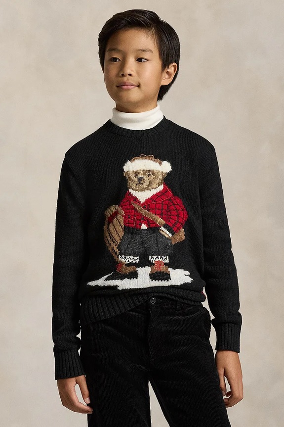 Detský bavlnený sveter Polo Ralph Lauren bavlna čierna 323981629001