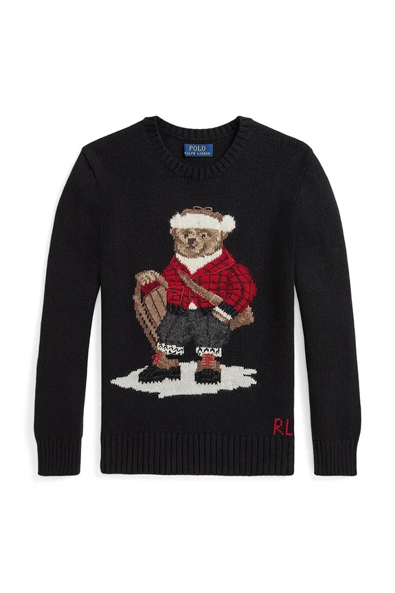 Detský bavlnený sveter Polo Ralph Lauren 323981629001 čierna AW25