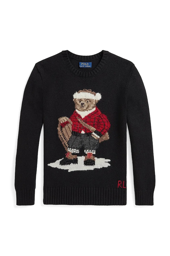 Detský bavlnený sveter Polo Ralph Lauren 323981629001 čierna AW25