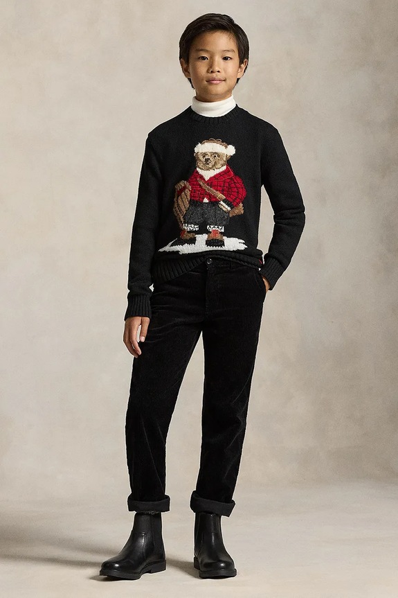 Detský bavlnený sveter Polo Ralph Lauren čierna 323981629001