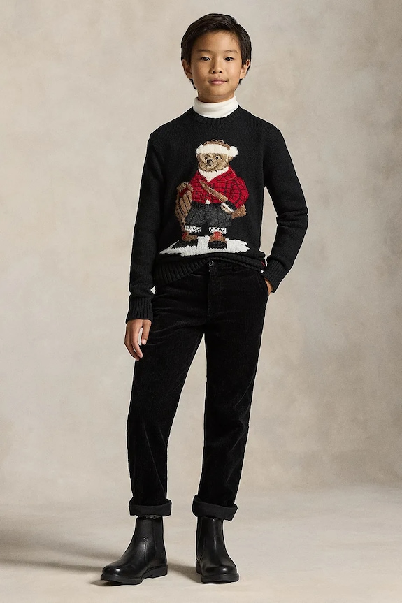 Detský bavlnený sveter Polo Ralph Lauren čierna 323981629001
