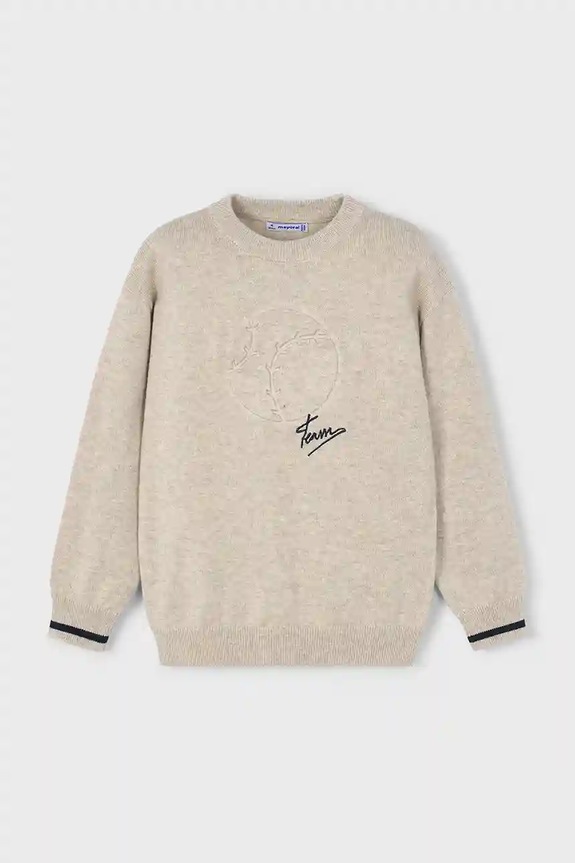 Mayoral sweter z domieszką wełny dziecięcy 4372.5A.Mini.9BYA beżowy AW25