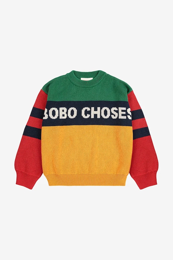 Detský bavlnený sveter Bobo Choses 225AC109 žltá AW25