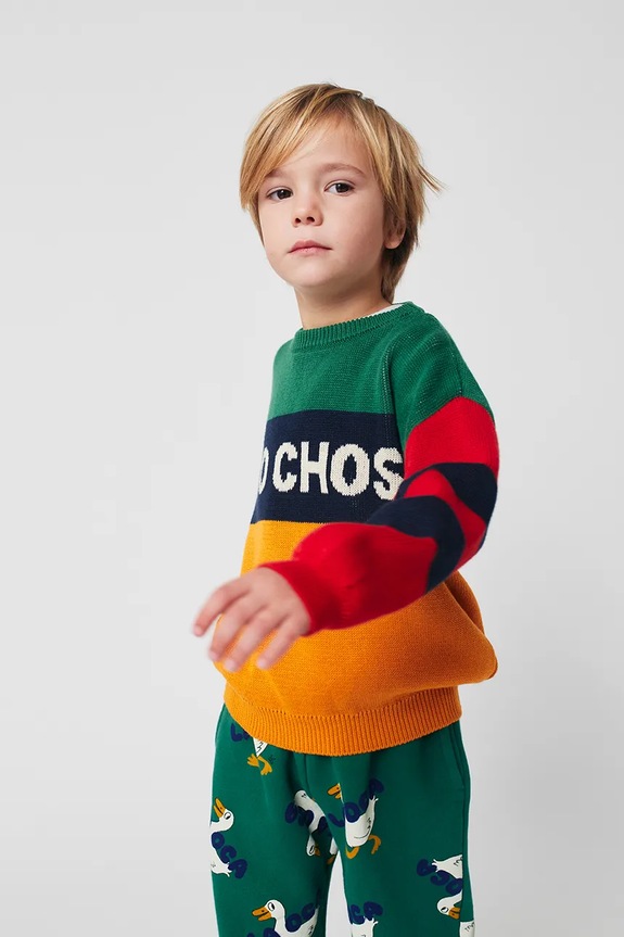 Detský bavlnený sveter Bobo Choses 225AC109 žltá