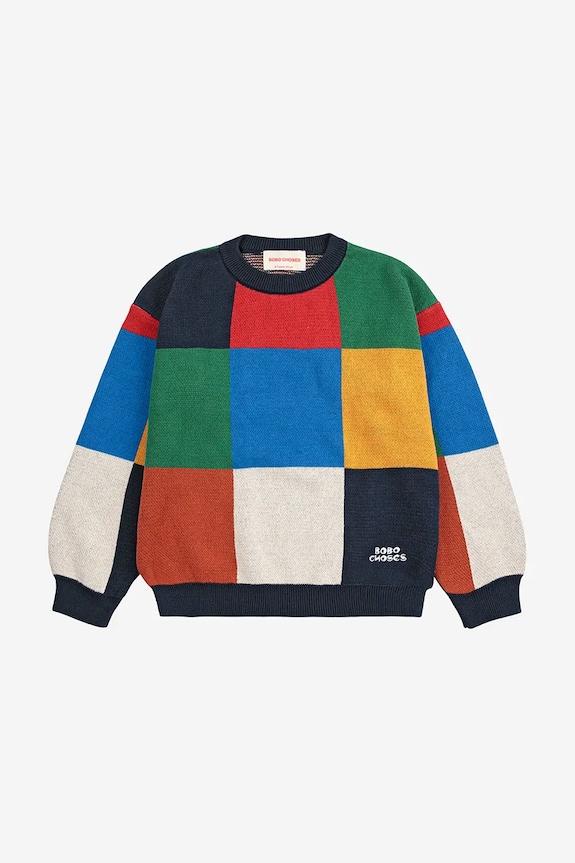 Otroški bombažen pulover Bobo Choses Multicolor Tiles 225AC110 pisana AW25