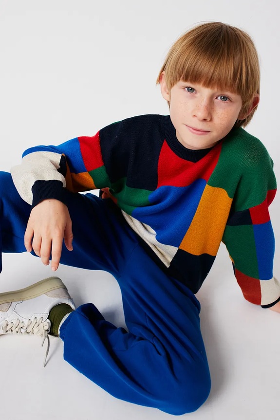 Otroški bombažen pulover Bobo Choses Multicolor Tiles 225AC110