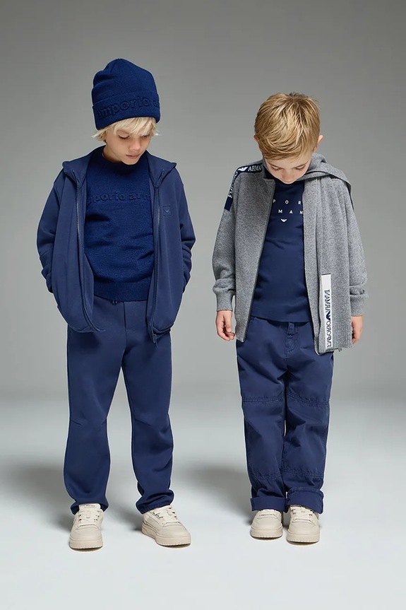 Emporio Armani cardigan con aggiunta di cotone bambini misto lana grigio EB000648.AF17340