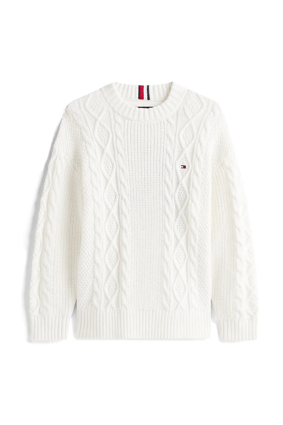 Tommy Hilfiger pulover de bumbac pentru copii KB0KB09910.9BYA alb AW25