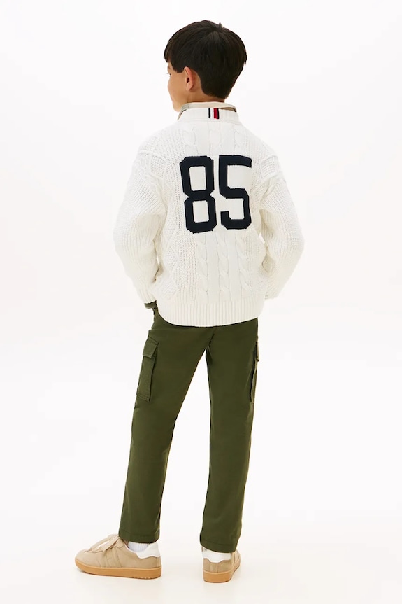 Băieți Tommy Hilfiger pulover de bumbac pentru copii KB0KB09910.9BYA alb
